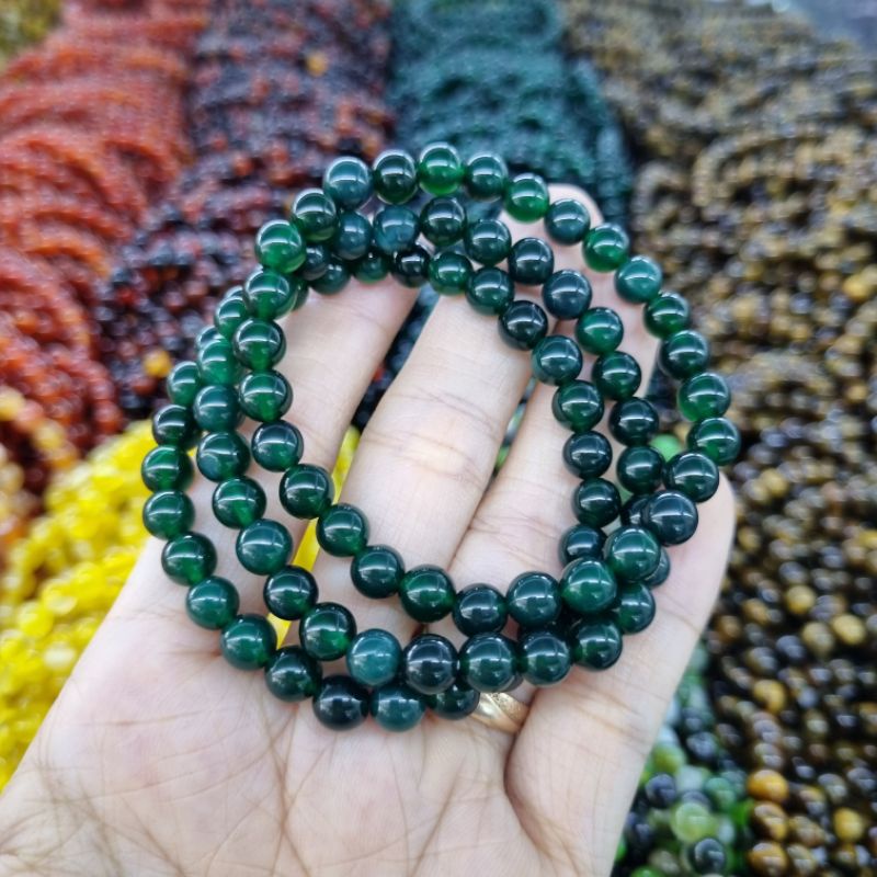 Vòng tay nữ hạt 6 ly màu xanh m.não