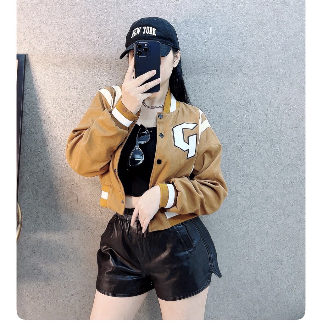 Aó khoác bomber nữ,áo khoác dáng ngắn croptop xinh xắn Chuẩn mã hót girl