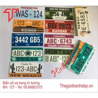 Bảng số xe, biển số trang trí, tranh biển số treo tường