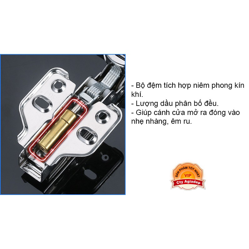 Bản lề cửa tủ, tủ bếp hoặc các loại tủ khác - Thép chống rỉ SUS304, Giảm chấn (Cao cấp X2)