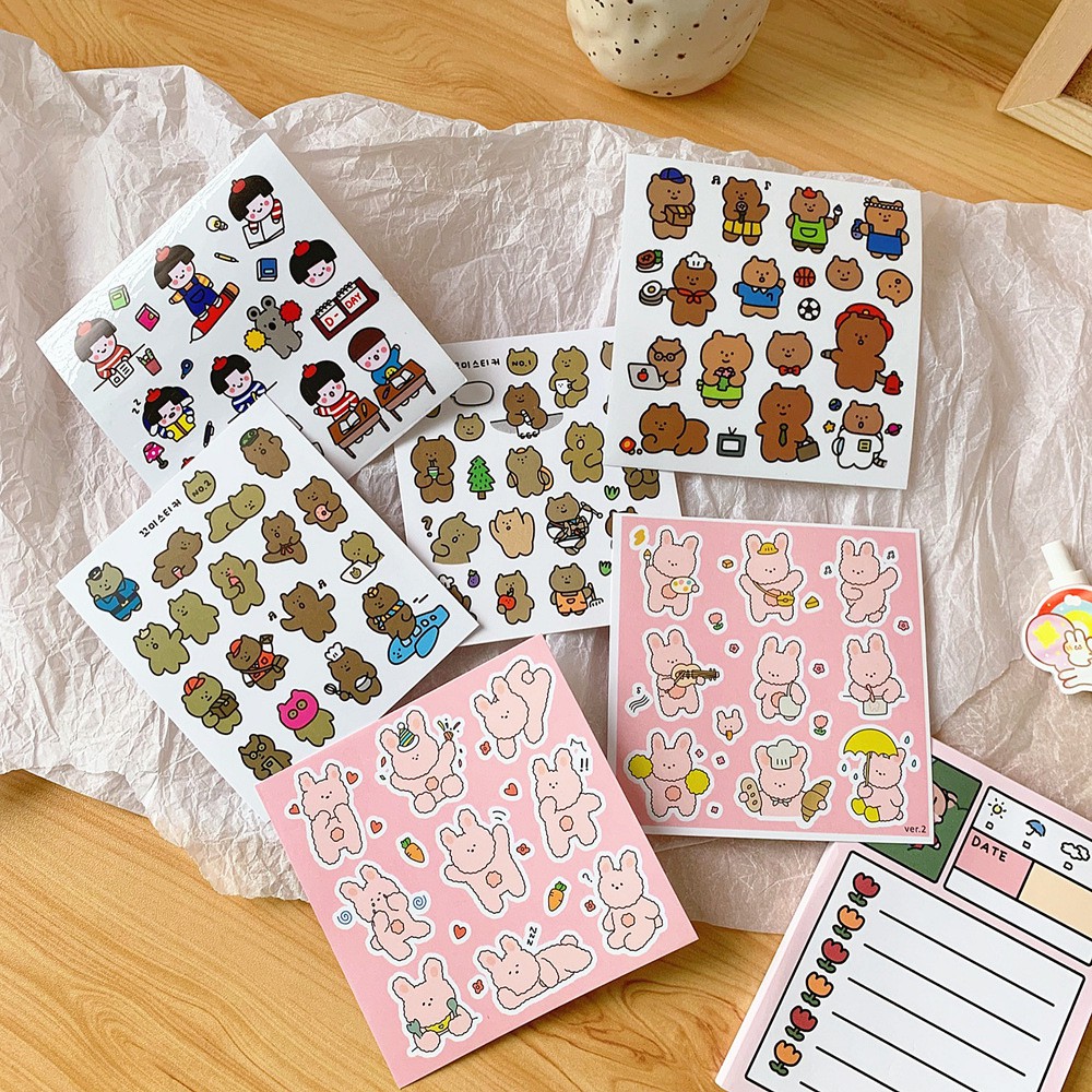 Sticker Tấm Dán Sổ Trang Trí Mini Nhiều Hình Hoạt Hình Đời Sống Hàng Ngày Bread Sticker Đáng Yêu