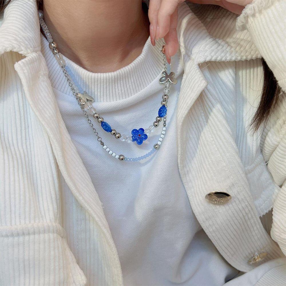 Vòng cổ Chuỗi Hạt Màu Xanh Dương Ngọt Ngào Cho Nữ
