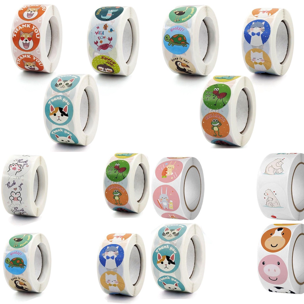 NARCISSUS 500 PCS/Roll For Kids Children Teacher Reward Stickers|Kindergarten School Stationery Labels Animals Decor Labels Study Supplies Students Games Gifts Accessories Self-Adhesive