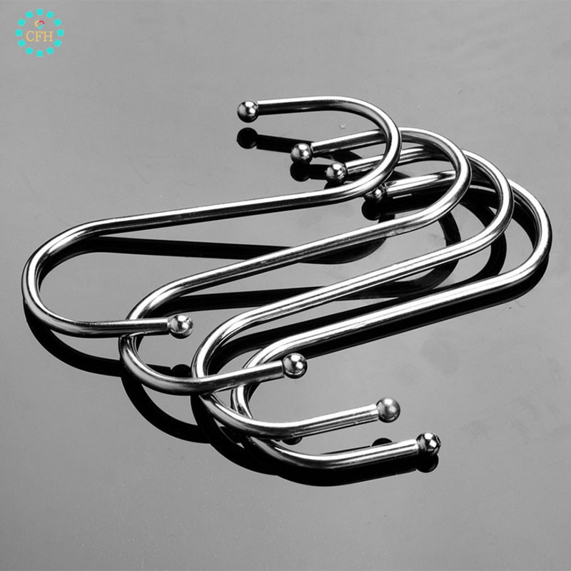 Stainless Steel Round S Shaped Hooks House Kitchen Pot Pan Hanger Clothes Storage Rack Tool