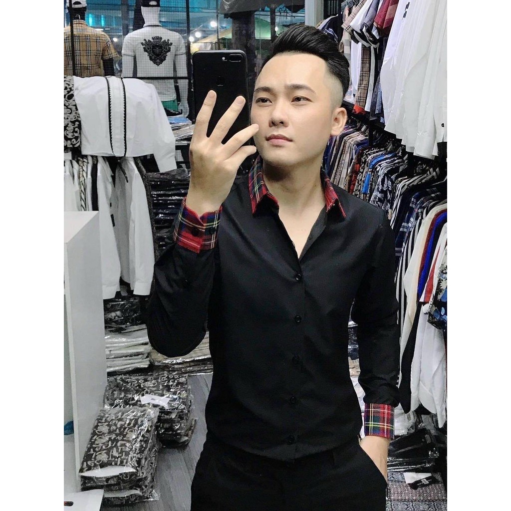 TN Store - Áo sơ mi Nam dài tay cao cấp kate lụa, phối viền caro ấn tượng, hàng chuẩn Shop - New Hot | BigBuy360 - bigbuy360.vn