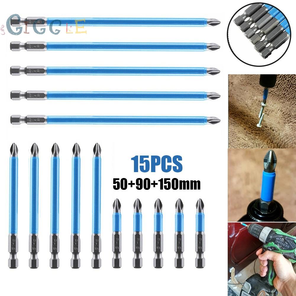 BITS Bộ 15 Tuốc Nơ Vít Lục Giác 1 / 4 "50 / 90 / 150mm