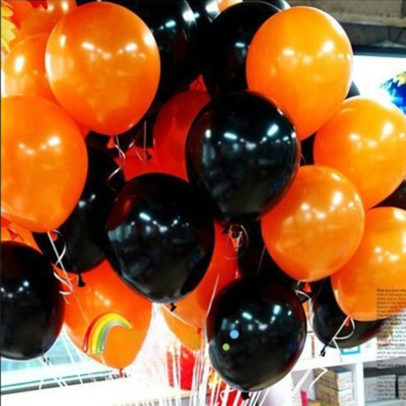 Combo 20 , 50 bóng bay nhũ màu cam - đen trang trí lễ hội Halloween