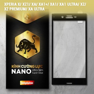 Kính cường lực Full màn cho DÒNG XPERIA X/ XA/XA1+/XA1/XA1 Ultra/XZ/XZ Premium/XA Ultra...hiệu Webphukien