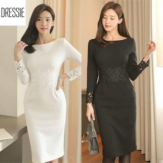 Đầm váy ôm body phối ren DRESSIE thời trang nữ đẹp công sở dạo phố dự tiệc - DB68 (Đen - Trắng)