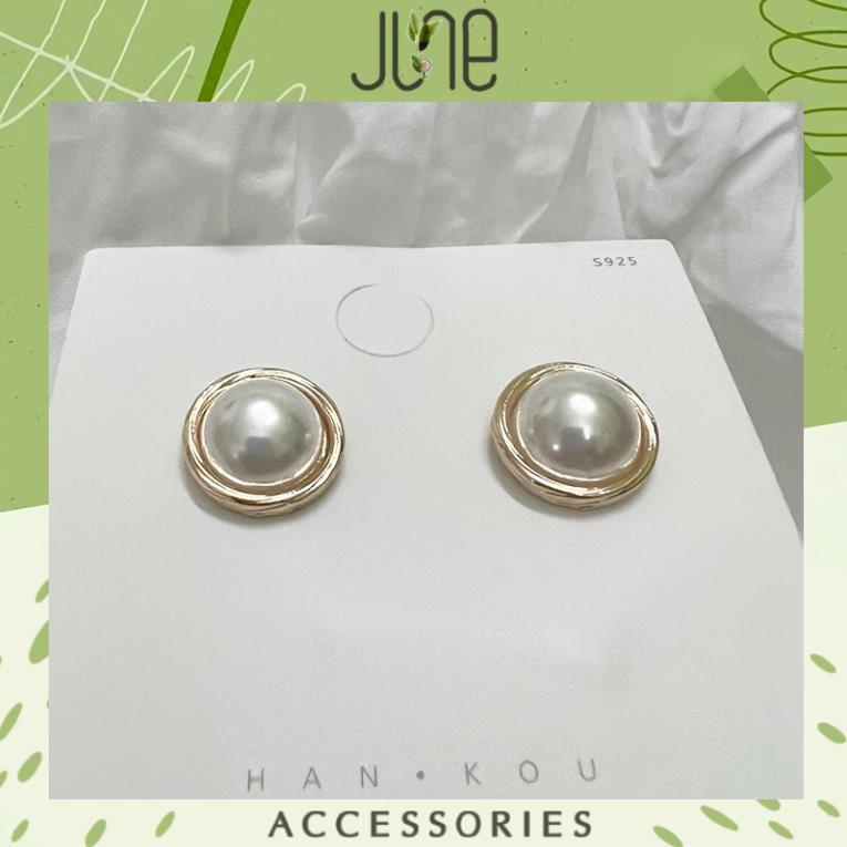 Bông tai hình tròn bạc S925 không gỉ, khuyên tai phụ kiện cho chị em đi chụp ảnh siêu xinh June Accessories