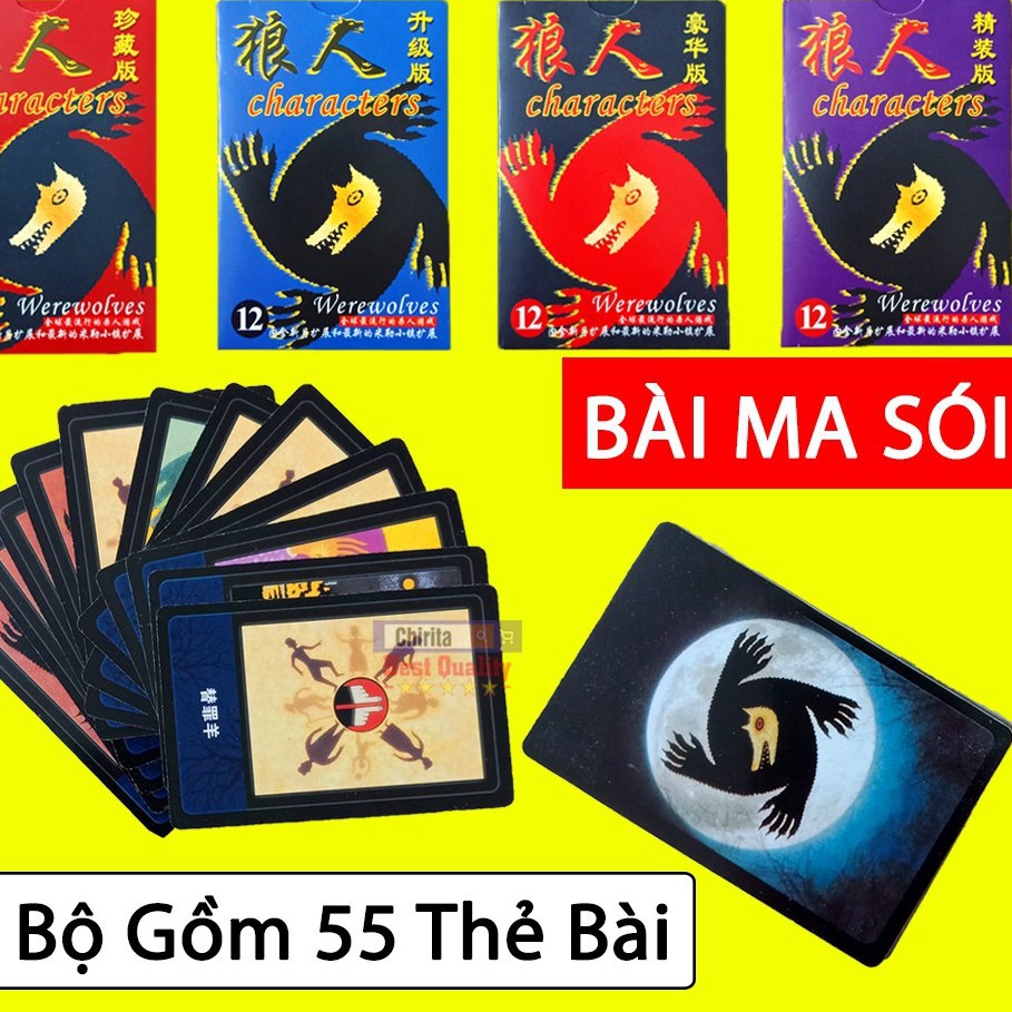 [LOẠI TO] Bộ Bài Ma Sói 55 Thẻ Bài - Bài Ma Sói Giấy Cứng Cao Cấp