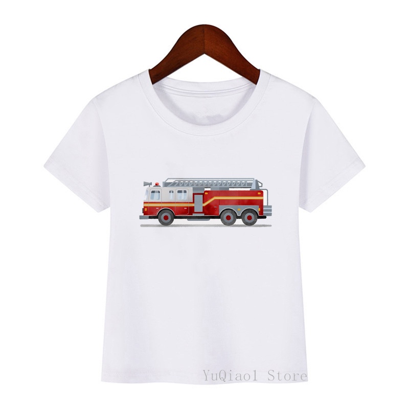 Áo Thun Tay Ngắn In Hình Xe Cứu Hỏa / Xe Cứu Hỏa / Xe Cứu Hỏa Cá Tính Cho Bé Trai