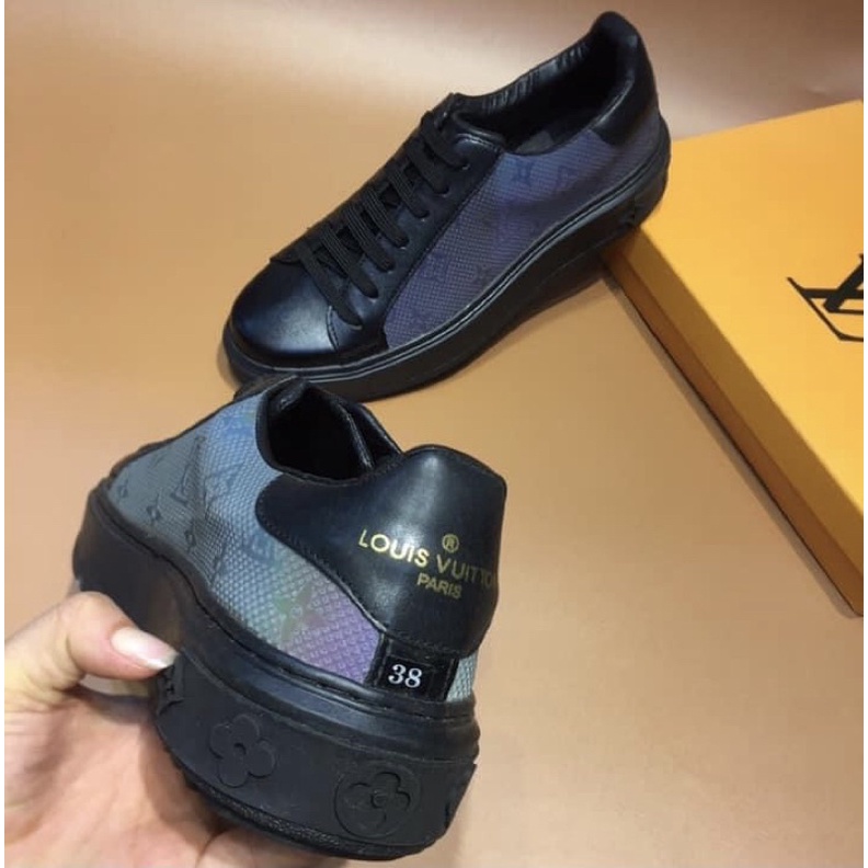 Giầy sneake buộc dây dập vân chìm phản quang thể, Giầy da thể thao thời trang nam btshop từ 38 đến 42