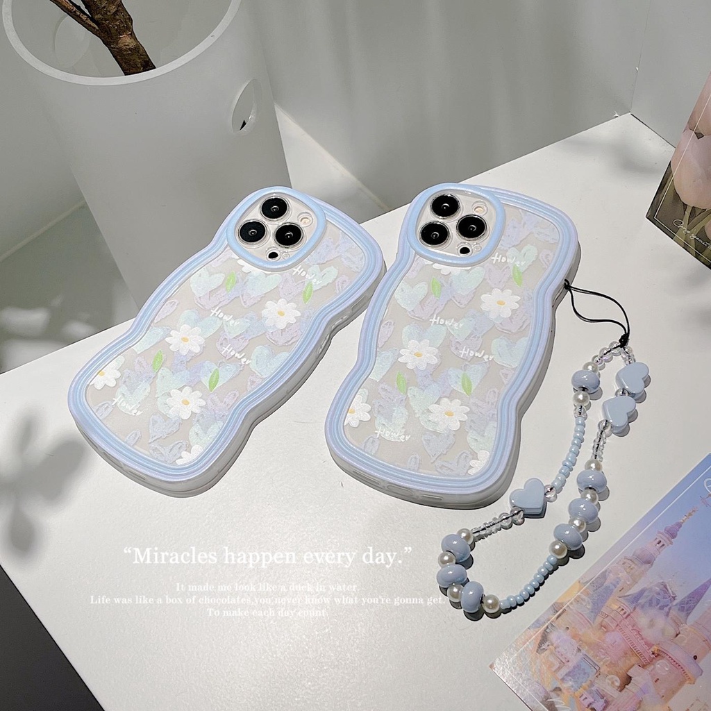 Ốp Điện Thoại TPU Mềm Trong Suốt Chống Sốc In Họa Tiết Hoa Kèm Dây Đeo Cho iPhone 11 12 13 Pro Max XR X XS Max