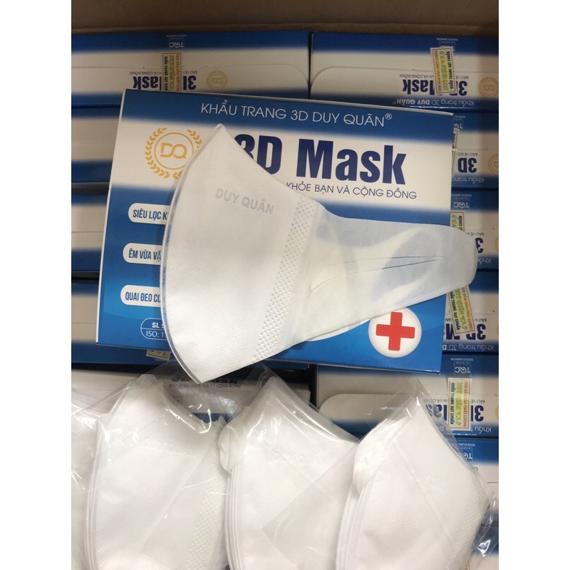 Khẩu trang 3D Mask DUY QUÂN công nghệ Nhật Bản mầu Trắng Hộp 50 chiếc - HOMIE MART