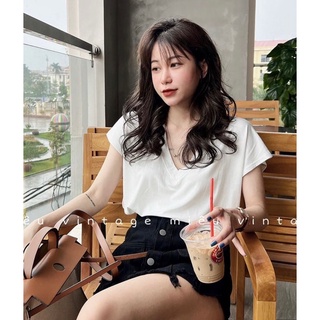 Áo phông trơn cổ tim