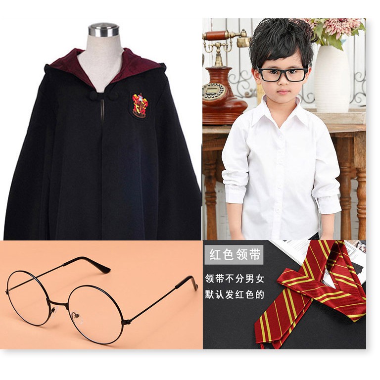 áo choàng  Harry Potter gồm cavat + đũa +kính