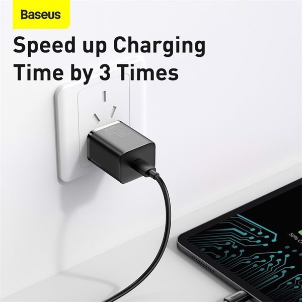 Củ sạc Baseus 30W, Củ sạc siêu nhanh USB C Baseus GaN3 30W cho iPhone 13 12 Pro Max QC 4.0 cho điện thoại Samsung Xiaomi