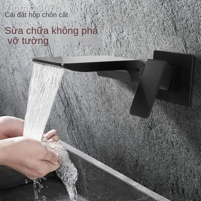 ▧Vòi chậu rửa treo tường đơn giản chia tách nóng và lạnh được nhúng phía trên bồn mặt giấu kín thác nước