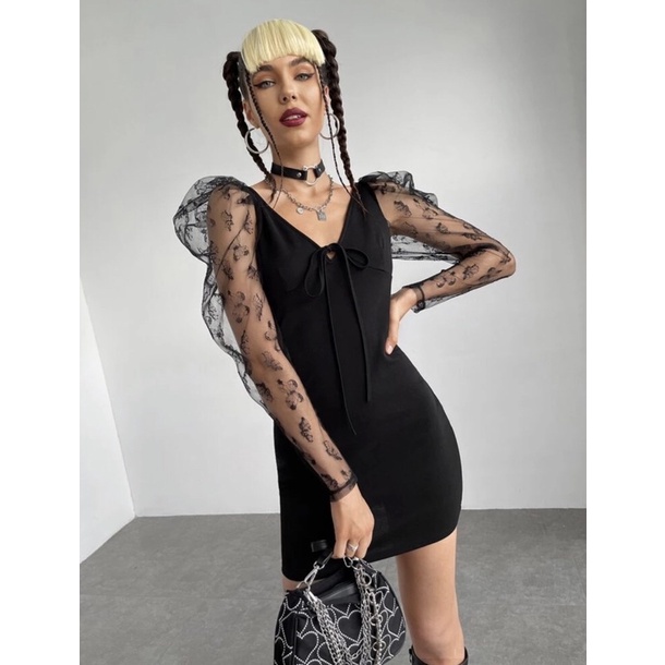 Váy body tay ren phong cách Y2K độc đáo