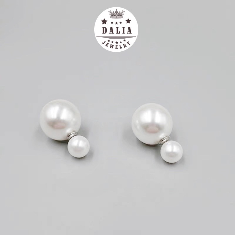 Bông tai bạc hạt trai đôi nhân tạo chị em DaLiA Jewelry khuyên tai hạt châu sang trọng