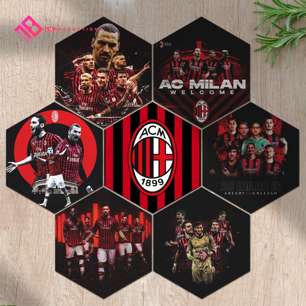 Áp phích treo tường trang trí nội thất hình logo câu lạc bộ AC Milan 01
