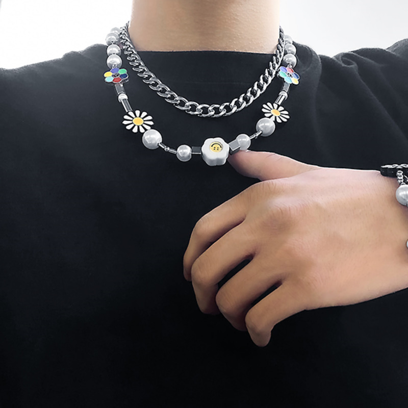 Vòng Cổ Gắn Mặt Hình Hoa Hướng Dương / Hoa Cúc Ngọc Trai Độc Đáo Hợp Thời Trang