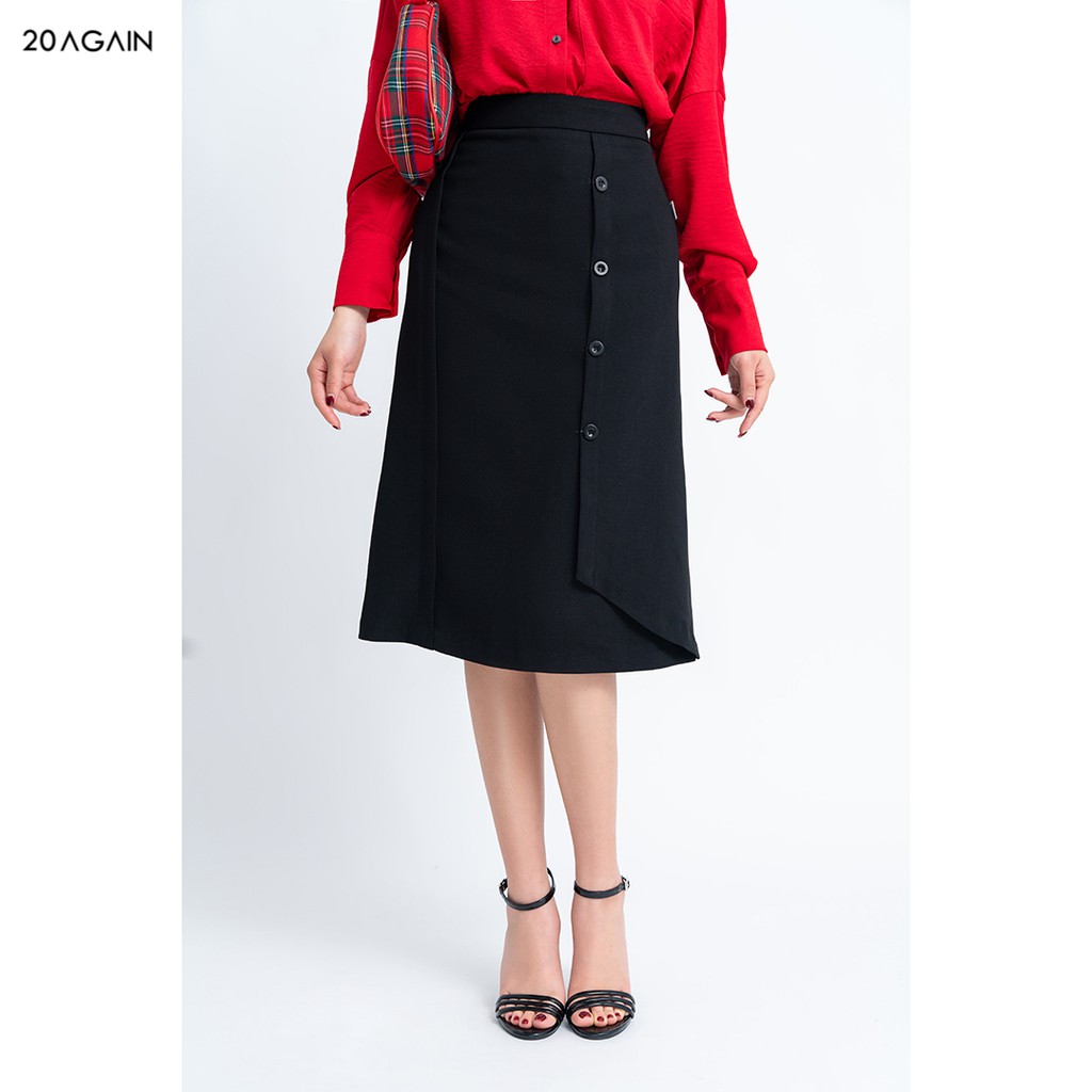 Chân váy nữ midi 92WEAR đủ màu, đủ size, tà bung đính cúc JDA0993 | BigBuy360 - bigbuy360.vn