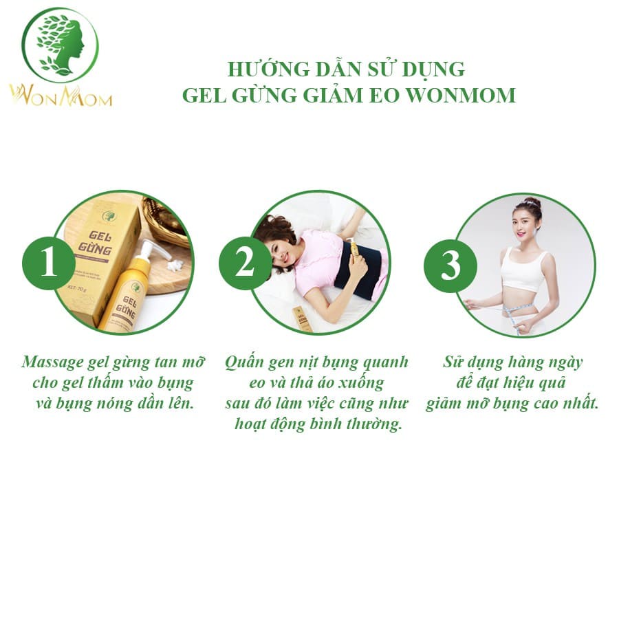 [CHÍNH HÃNG WONMOM] GEL GỪNG THẢO DƯỢC MASSAGE TAN MỠ BỤNG SAU SINH WONMOM 70G – GEL GỪNG MASSAGE