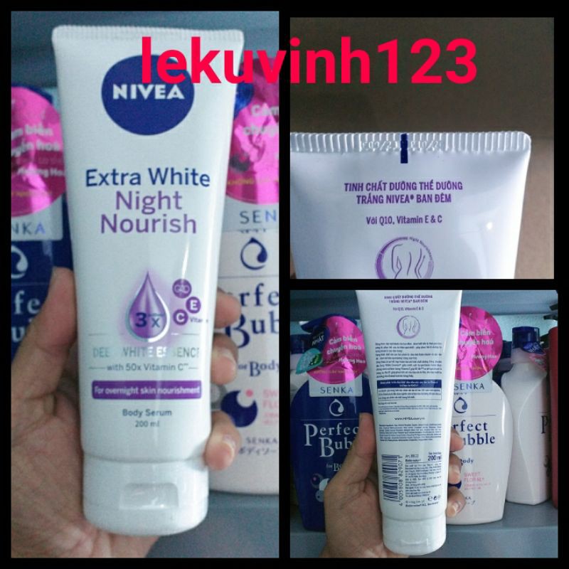 200 ml Serum dưỡng thể trắng da ban đêm Nivea Extra White Night Nourish