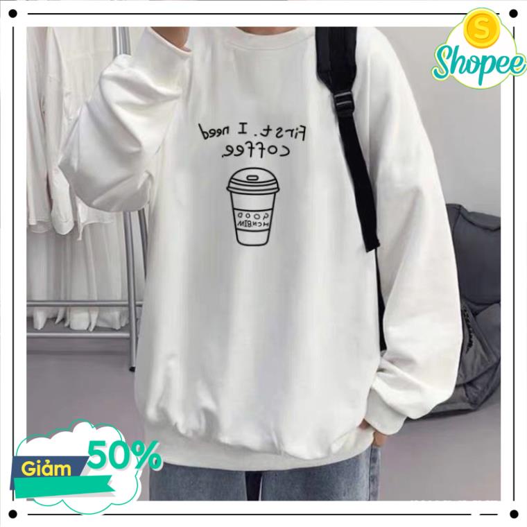 Áo sweater coffee unisex, Áo hoodie form rộng nam nữ hàn quốc Thu Thái
