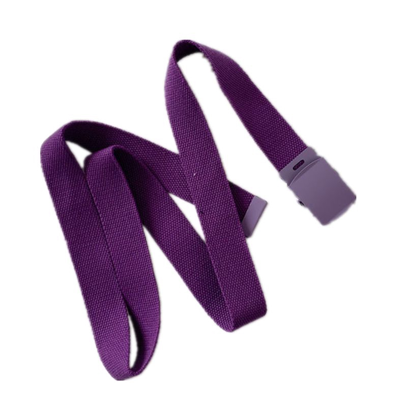 Thắt lưng canvas màu trơn có khóa thời trang nam nữ