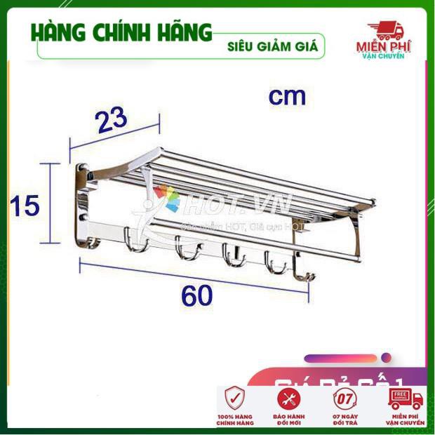 Giá treo khăn mặt, giá treo nhà tắm 2 tầng hợp kim nhôm có móc treo đồ đa năng tiện ích