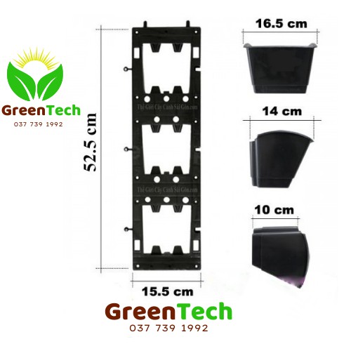 [ Giá Sỉ ] Bộ Module Chậu Nhựa Vườn Treo Tường, Trồng Rau, Hoa, Cây Cảnh