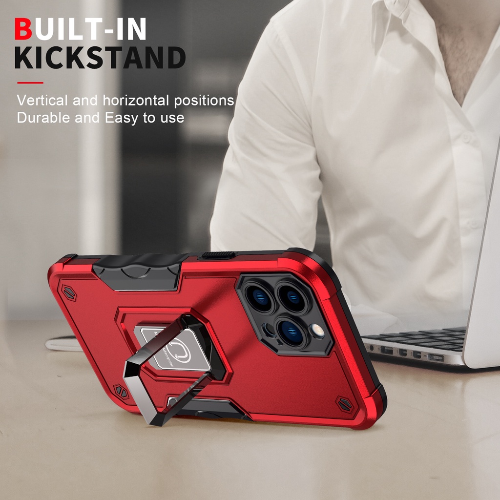 Metal Ring Kickstand Armor Shockproof Phone Case For iPhone 14 14 Max 14 Pro 14 Pro Max iPhone 12 iPhone 13 Holder Hard Cover
