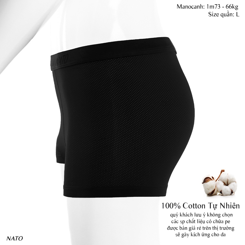 Quần Lót TRUNK Nam Vải Cotton 100% Thun Lạnh Lưới Lỗ Cao Cấp Màu Đen Xám Trơn Boxer Sịp Đùi Tam Giác Xì Lip Sì NATO