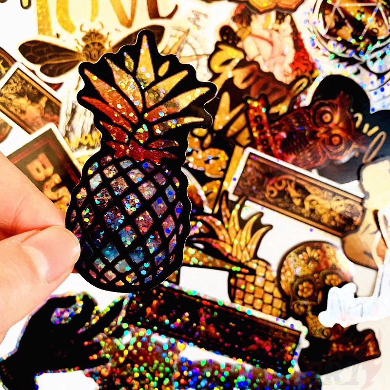 ❉ VSCO - Light-Reflecting Black Giấy và decal dán tường ❉ 50Pcs/Set DIY Luggage Laptop Decals Doodle Stickers