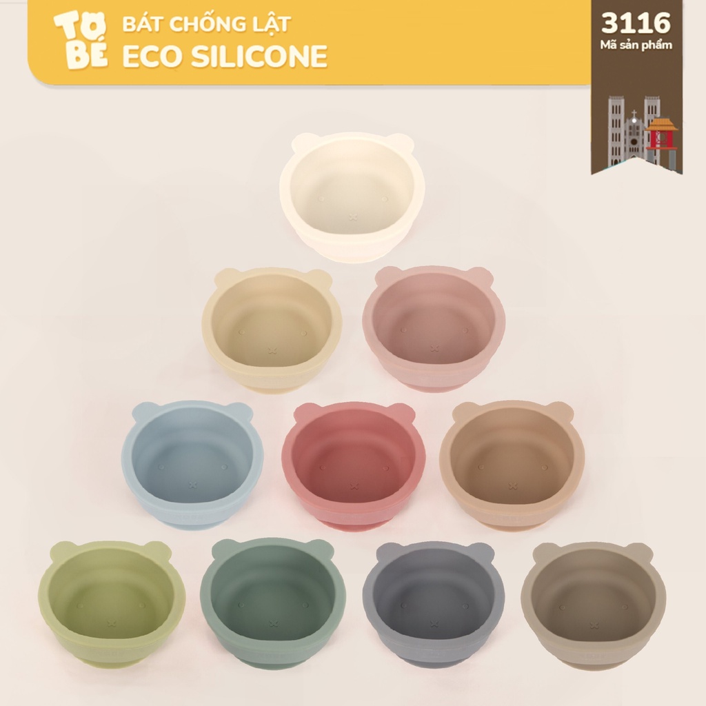 Bát Ăn Dặm Chống Lật Tobé Eco Silicone Thiết Kế Tai Gấu Dễ Thương Cho Bé
