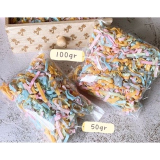 500 sợi thun buộc tóc màu pastel sợi to tặng kèm túi zip xinh xắn