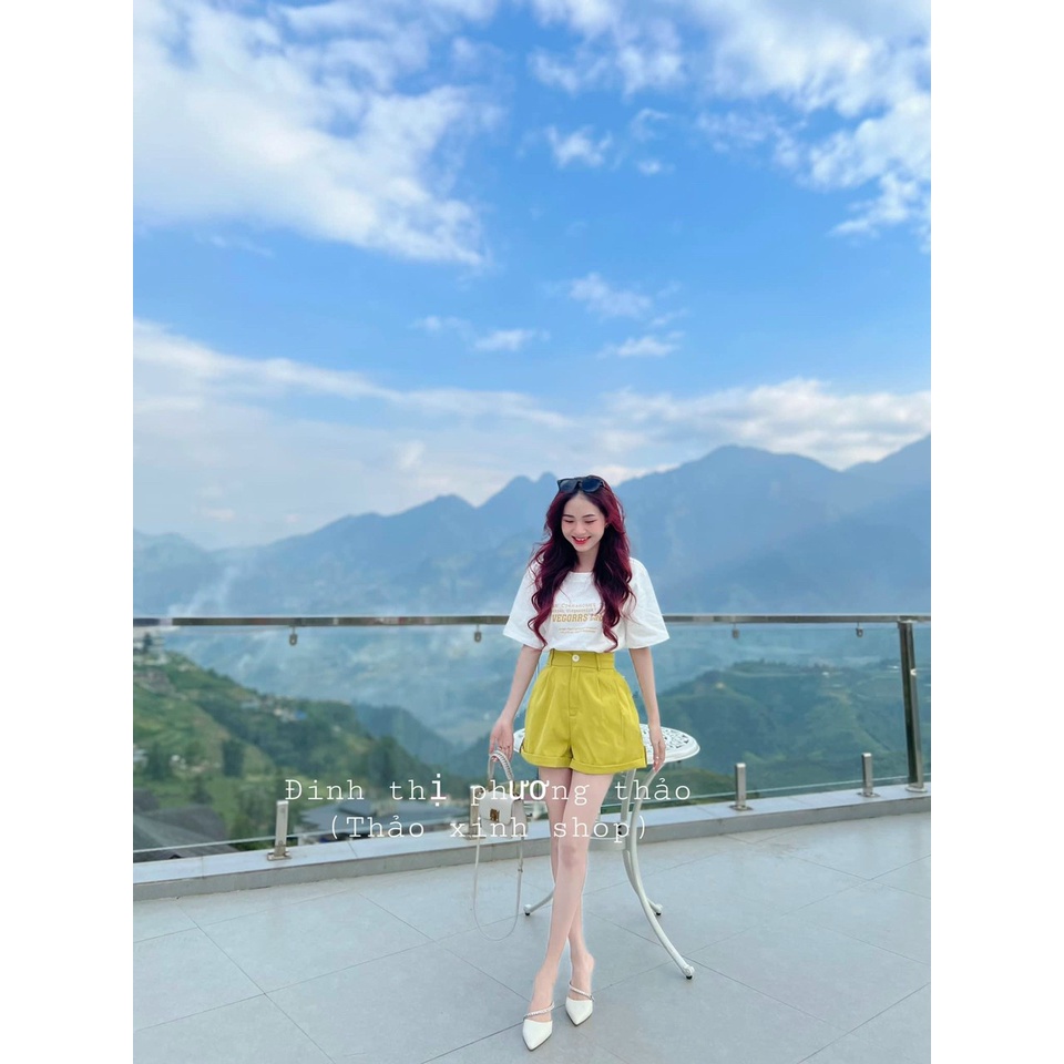 (Sale FreeShip) Sét bộ đùi nữ,áo phông in chữ nổi mix quần gập lai có túi,chất đẹp hàng chuẩn shop,diện đi đâu cũng xinh