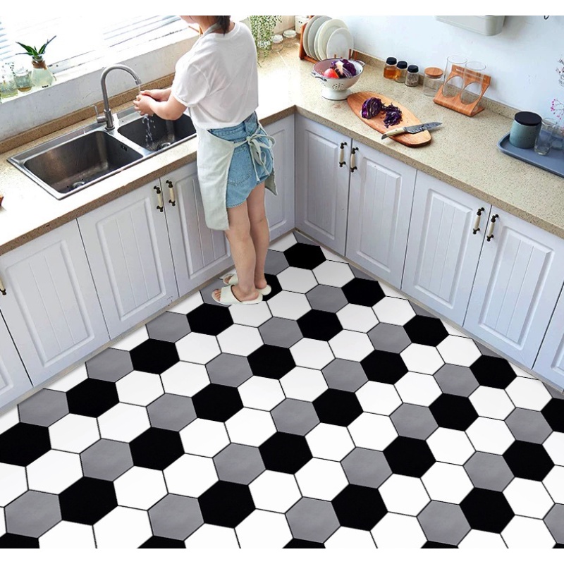 1 mét decal giấy dán nền dán sàn NGŨ GIÁC 3 MÀU HS2021