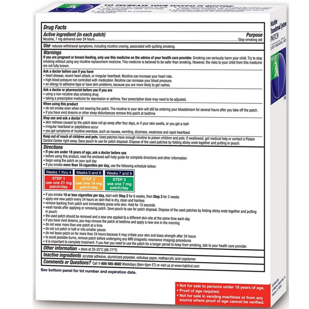 [HÀNG MỸ - DATE 6/2023] Habitrol Nicotine Transdermal System 7mg Stop Smoking Aid 14 MIẾNG ( GIỐNG NICORETTE )
