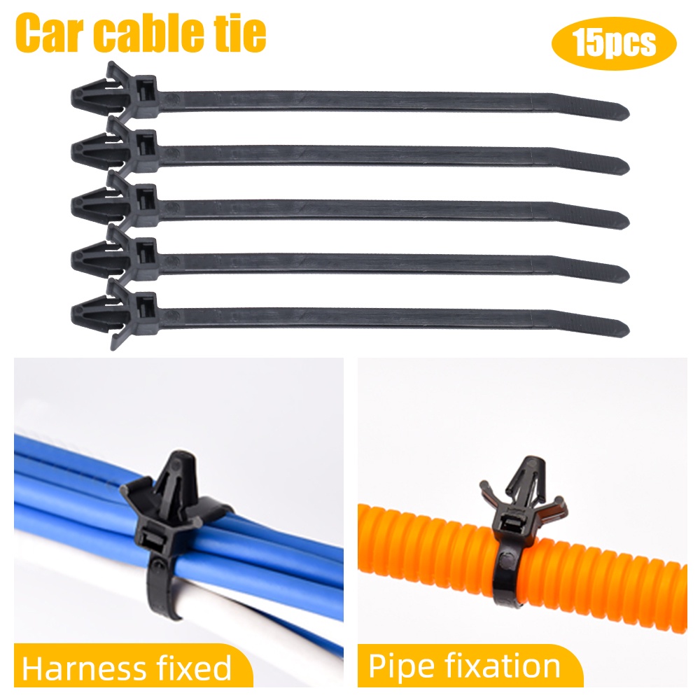 Set 15 Dây Buộc Cố Định Ống Xe Hơi Màu Đen Tiện Dụng
