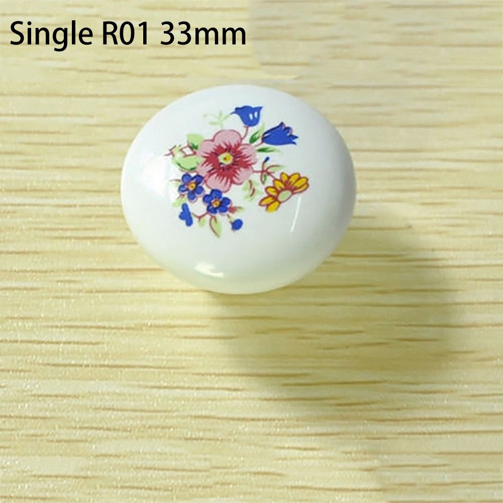 Tay cầm cửa bằng gốm in hoa phong cách cổ điển cho tủ chén, tủ rượu, cửa phòng