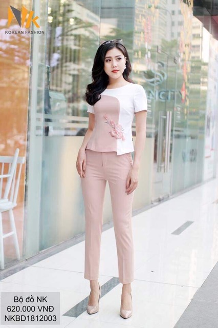 Bán Sỉ Bộ đồ phối màu đính hoa 3D
