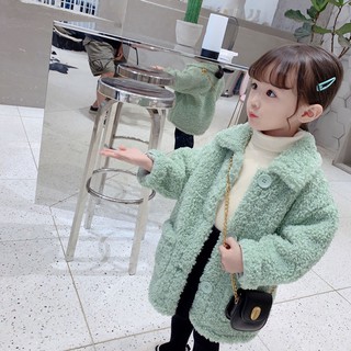 Áo khoác lông cừu thời trang thu đông cho bé gái