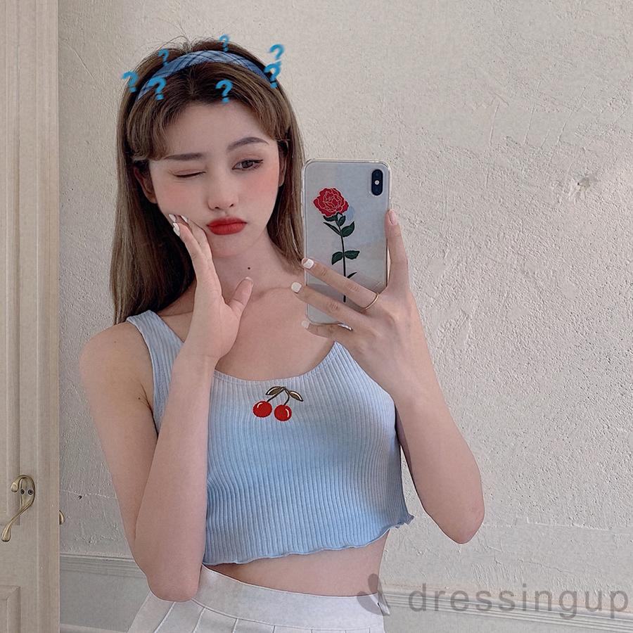 Áo Croptop Hai Dây Thêu Hoa Gợi Cảm Thời Trang Cho Nữ