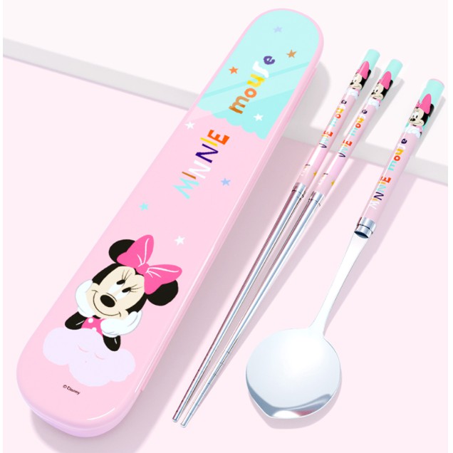 Bộ muỗng đũa inox in hình Elsa, McQueen - Disney Kèm hộp đựng cho bé
