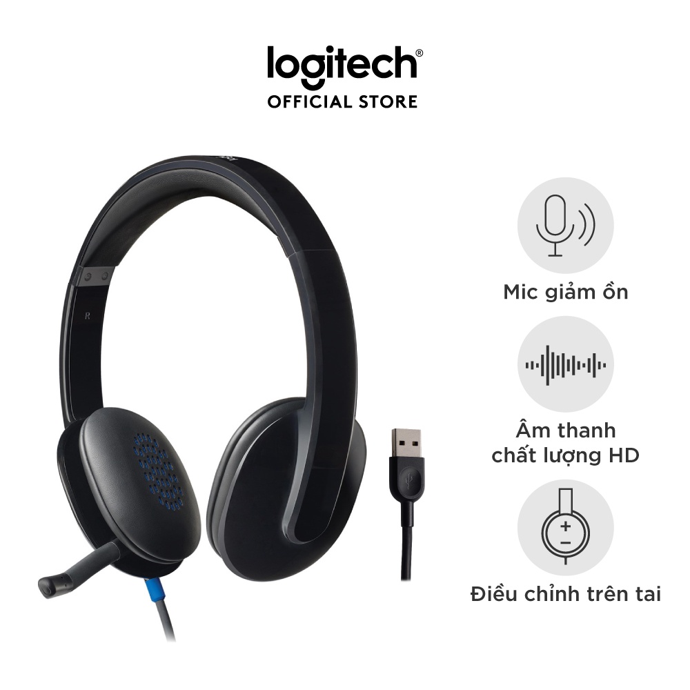 Tai nghe có dây Logitech H540 - Mic giảm ồn, điều khiển trên tai, kết nối USB-A