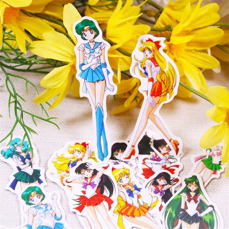 14Pcs/set ❉ Sailor Moon Tsukino Usagi Diary Stickers ❉ DIY Fashion Mixed Scrapbooking Doodle Decals Stickers